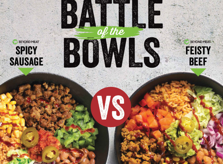 Beyond meat battle of the bowls, spicy sausage vs feisty beef